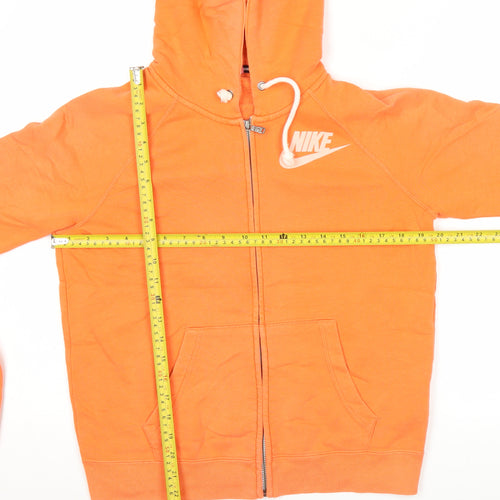 Nike Womens Orange Full Zip Hoodie L Sportswear Cotton Blend