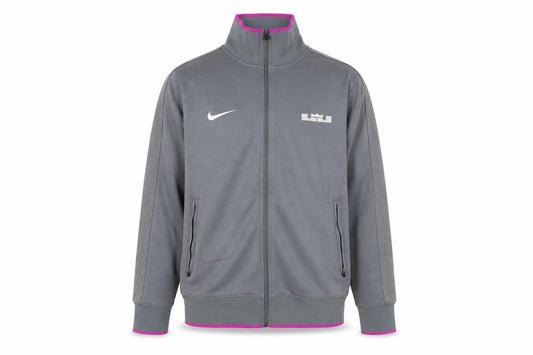 Front view of Nike Men’s Grey Track Jacket L Full Zip Lightweight Sportswear