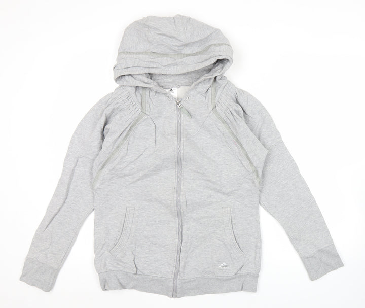 Adidas Womens Grey Full Zip Hoodie Size 10 UK Cotton Blend
