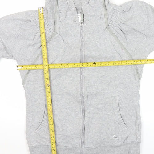 Adidas Womens Grey Full Zip Hoodie Size 10 UK Cotton Blend