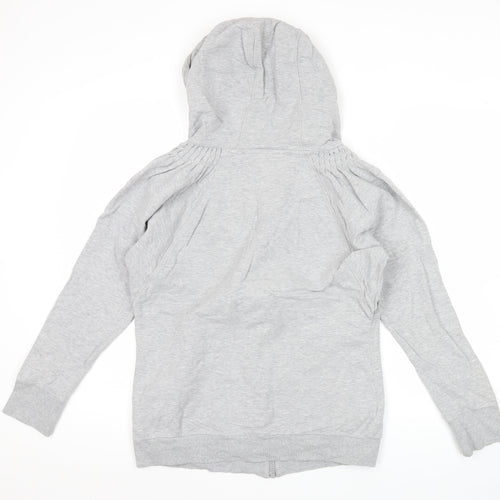 Adidas Womens Grey Full Zip Hoodie Size 10 UK Cotton Blend