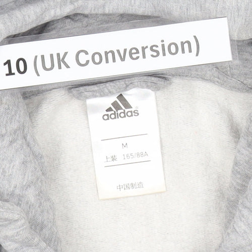 Adidas Womens Grey Full Zip Hoodie Size 10 UK Cotton Blend