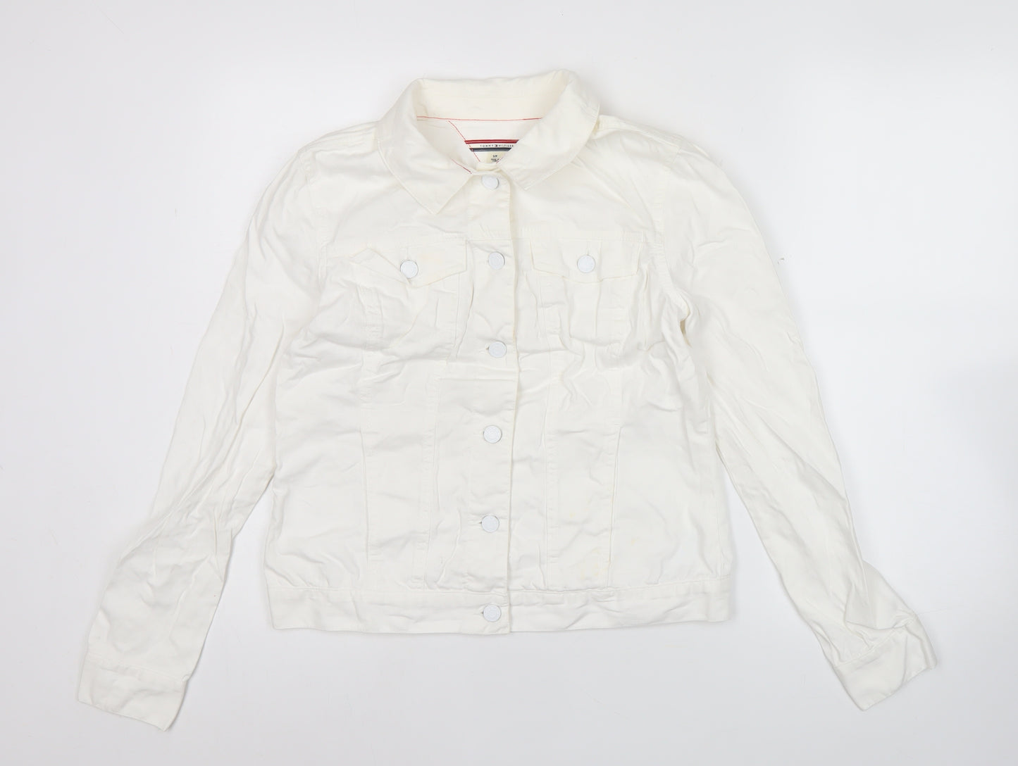 Tommy Hilfiger Women’s White Cotton Denim Jacket Size S Casual
