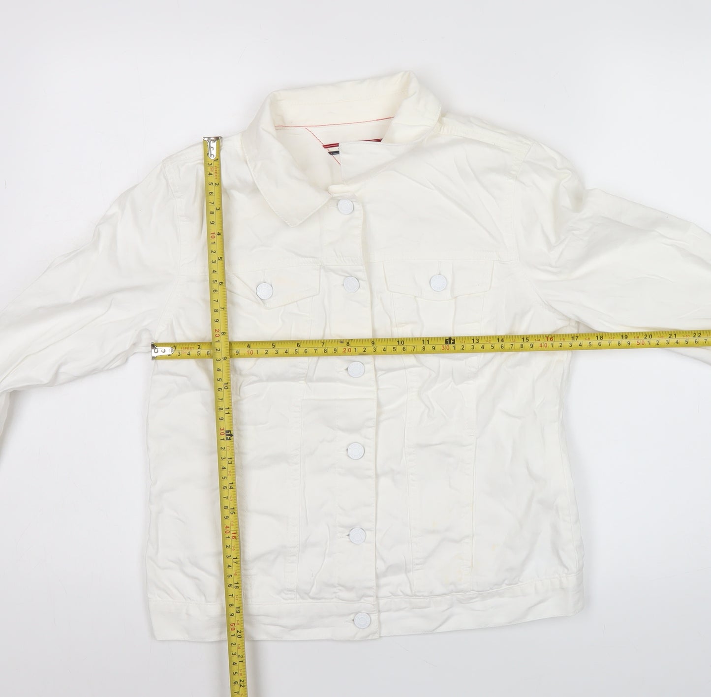 Tommy Hilfiger Women’s White Cotton Denim Jacket Size S Casual