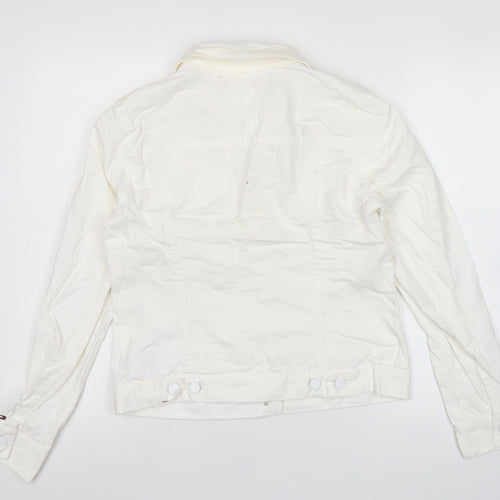Tommy Hilfiger Women’s White Cotton Denim Jacket Size S Casual