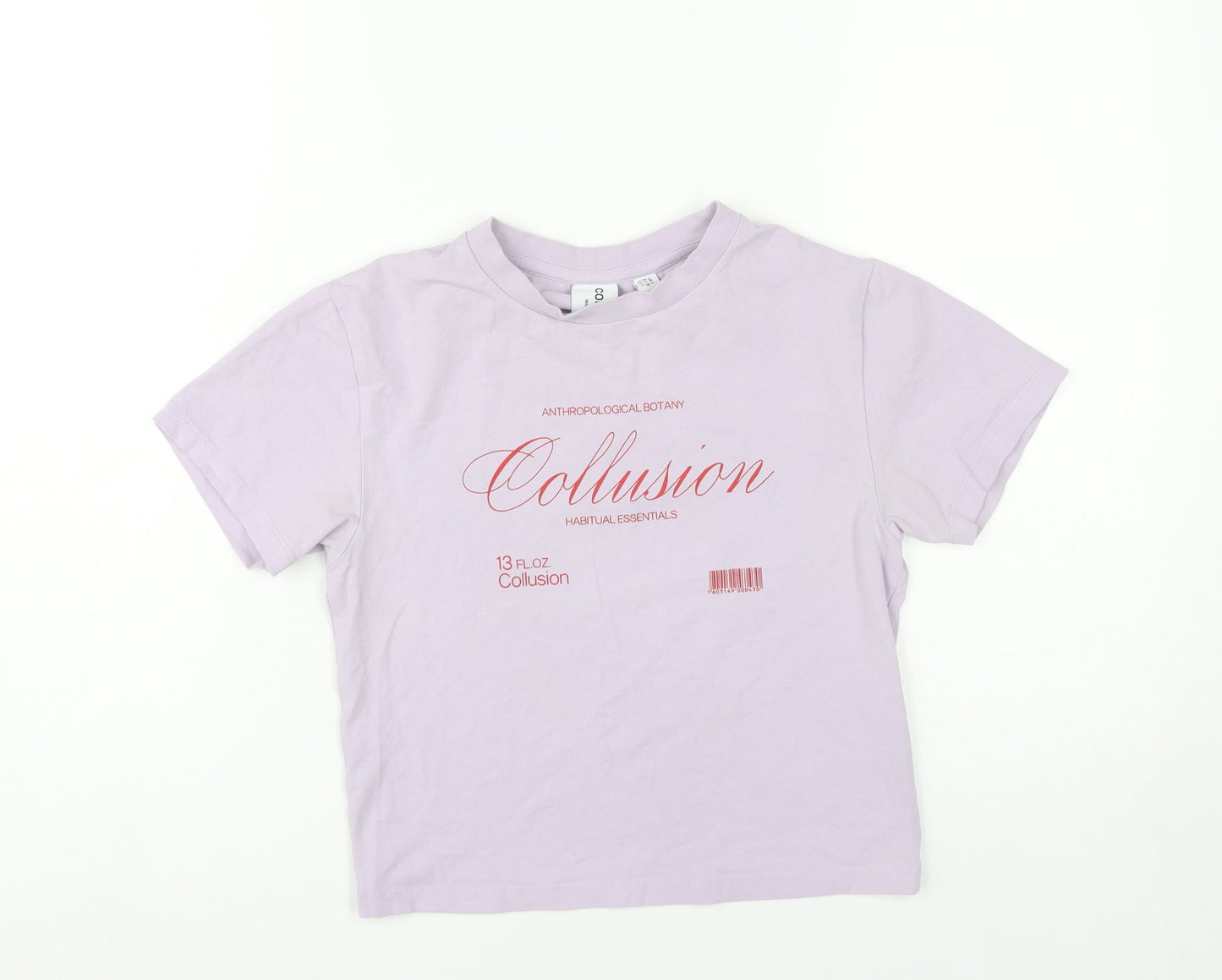 Collusion Women's Purple Cropped T-Shirt Size 8 Short Sleeve Cotton