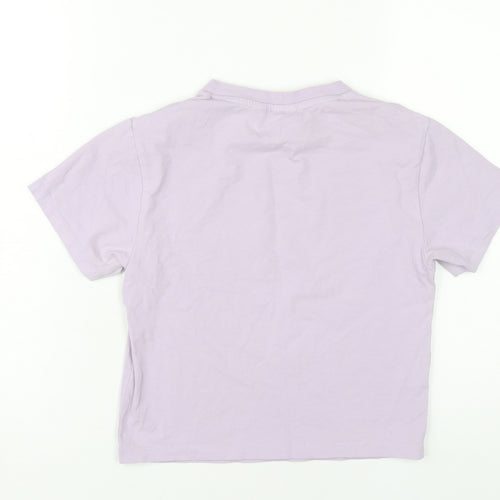 Collusion Women's Purple Cropped T-Shirt Size 8 Short Sleeve Cotton
