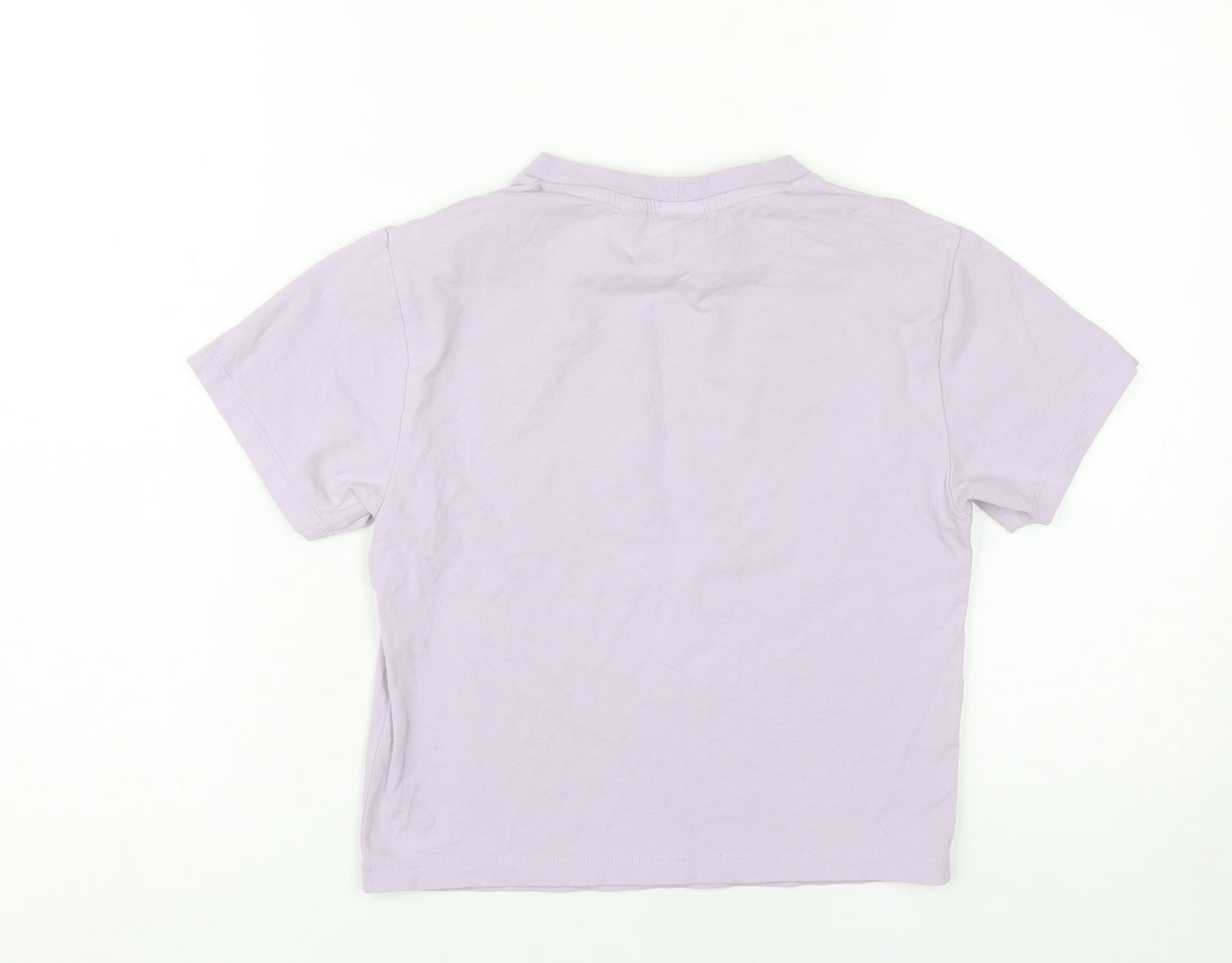 Collusion Women's Purple Cropped T-Shirt Size 8 Short Sleeve Cotton