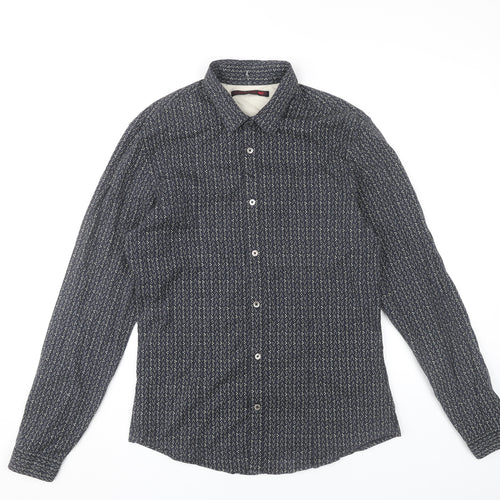 Levi Strauss Men's Blue Geometric Slim Fit Button-Up Shirt L