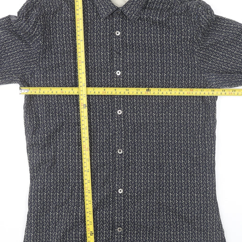 Levi Strauss Men's Blue Geometric Slim Fit Button-Up Shirt L