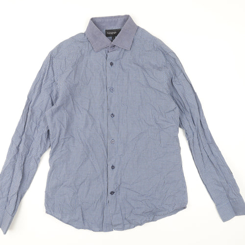 Marks and Spencer Autograph Mens Blue Check Slim Fit Shirt M