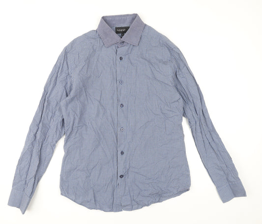 Marks and Spencer Autograph Mens Blue Check Slim Fit Shirt M