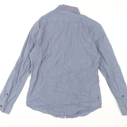 Marks and Spencer Autograph Mens Blue Check Slim Fit Shirt M