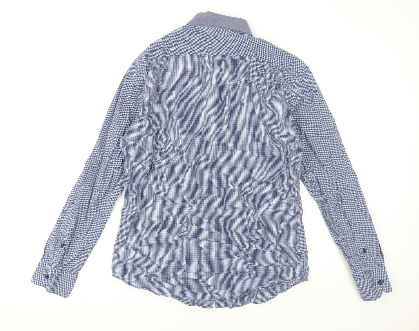 Marks and Spencer Autograph Mens Blue Check Slim Fit Shirt M
