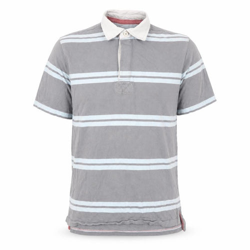 Howick Men's Grey Striped Cotton Polo Shirt Size M Short Sleeve
