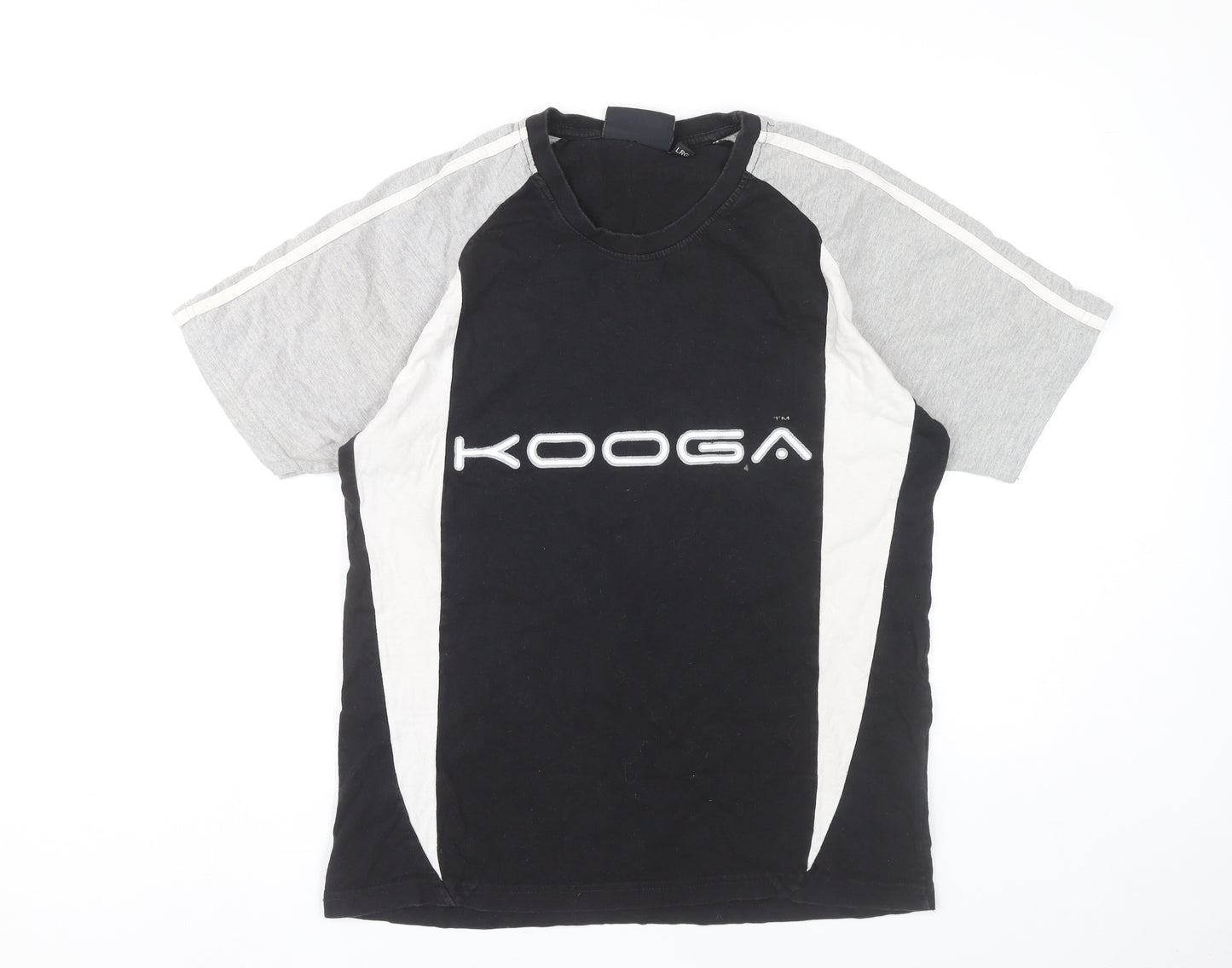 Kooga Men’s Black Colourblock Sports T-Shirt Size L Cotton