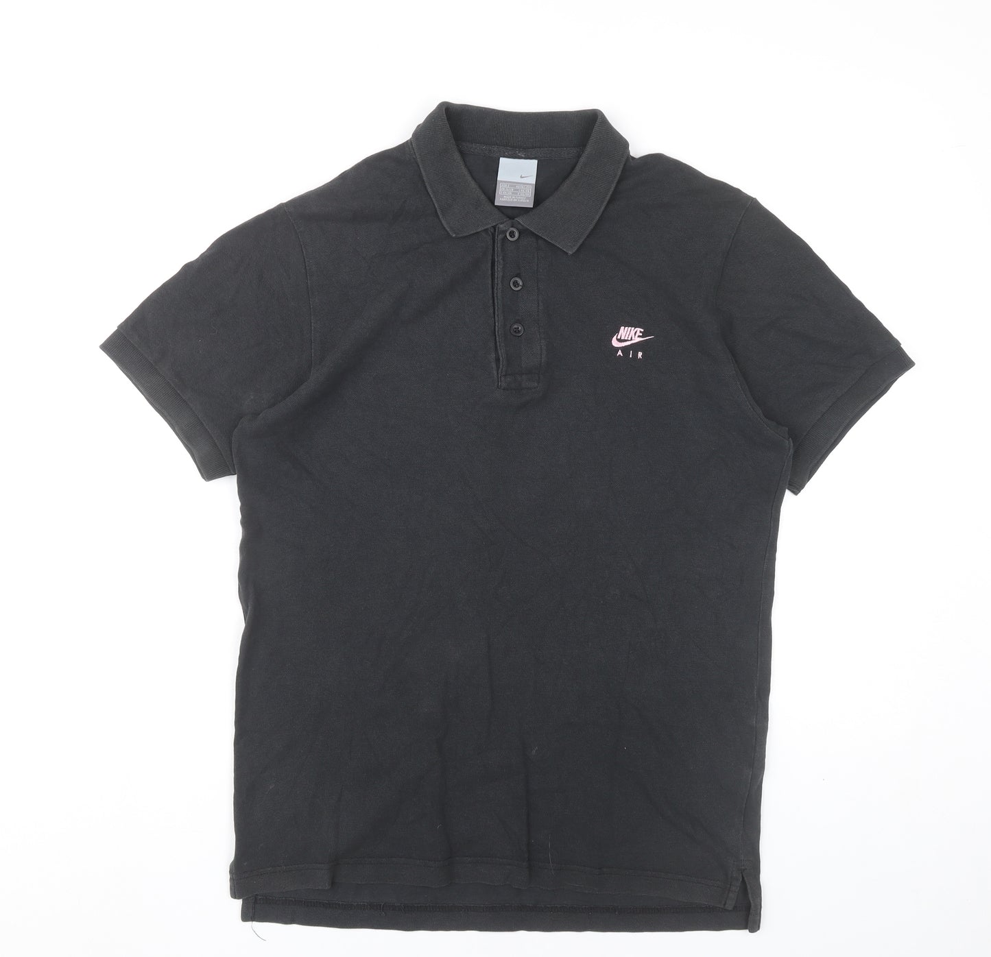 Nike Women Black Cotton Polo Shirt S Regular Fit Casual Sportswear