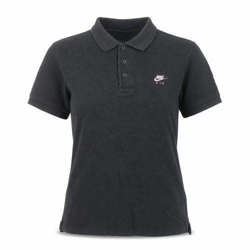 Nike Women Black Cotton Polo Shirt S Regular Fit Casual Sportswear
