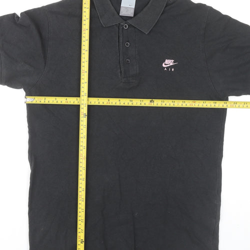 Nike Women Black Cotton Polo Shirt S Regular Fit Casual Sportswear