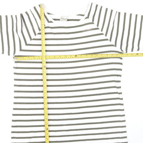 Selected Femme Women’s White Green Striped XL Boat Neck 3/4 Sleeve T-Shirt