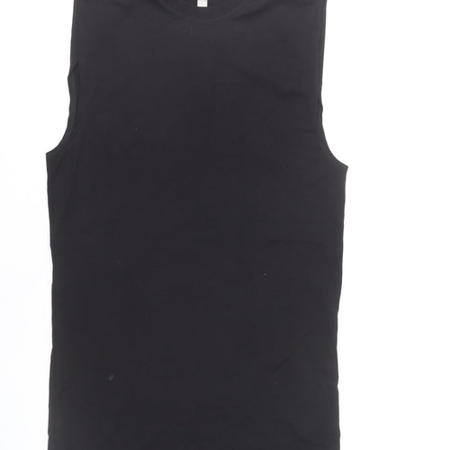 H&M Womens Black XS Tank Dress Sleeveless Mock Neck Cotton