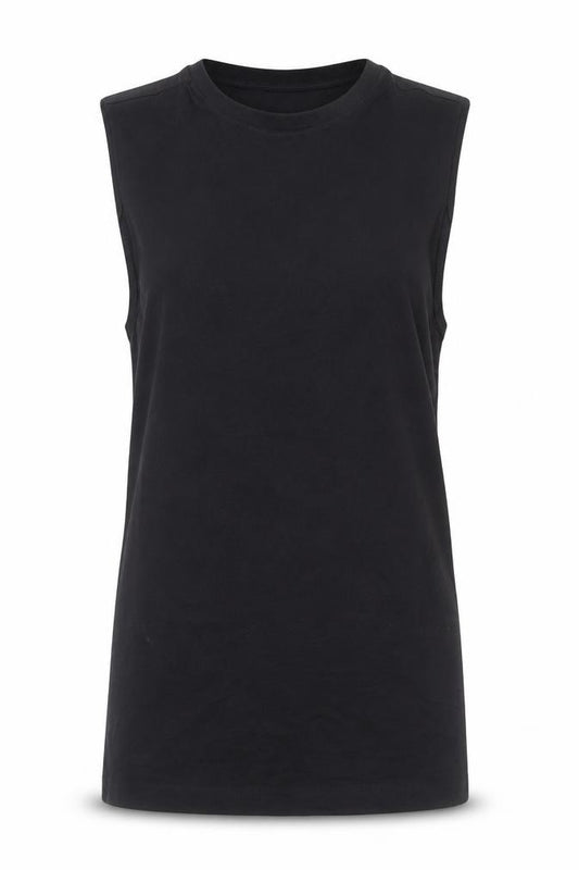 Front view of H&M women’s black xs tank dress sleeveless mock neck cotton