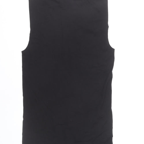 H&M Womens Black XS Tank Dress Sleeveless Mock Neck Cotton