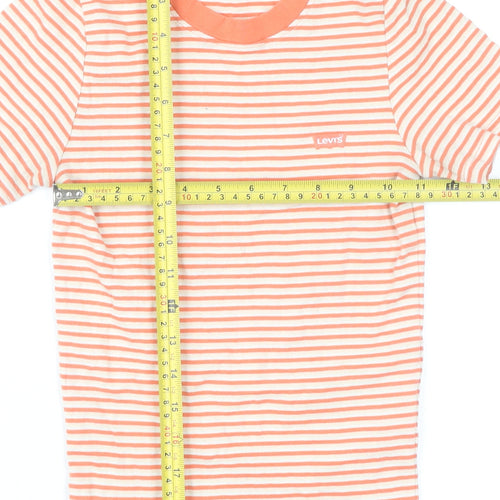 Levi's Womens Orange Striped 2XS Cotton Short Sleeve T-Shirt