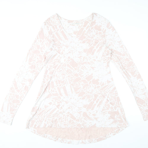 Peruvian Connection Womens Pink Floral Tunic Top M Long Sleeve