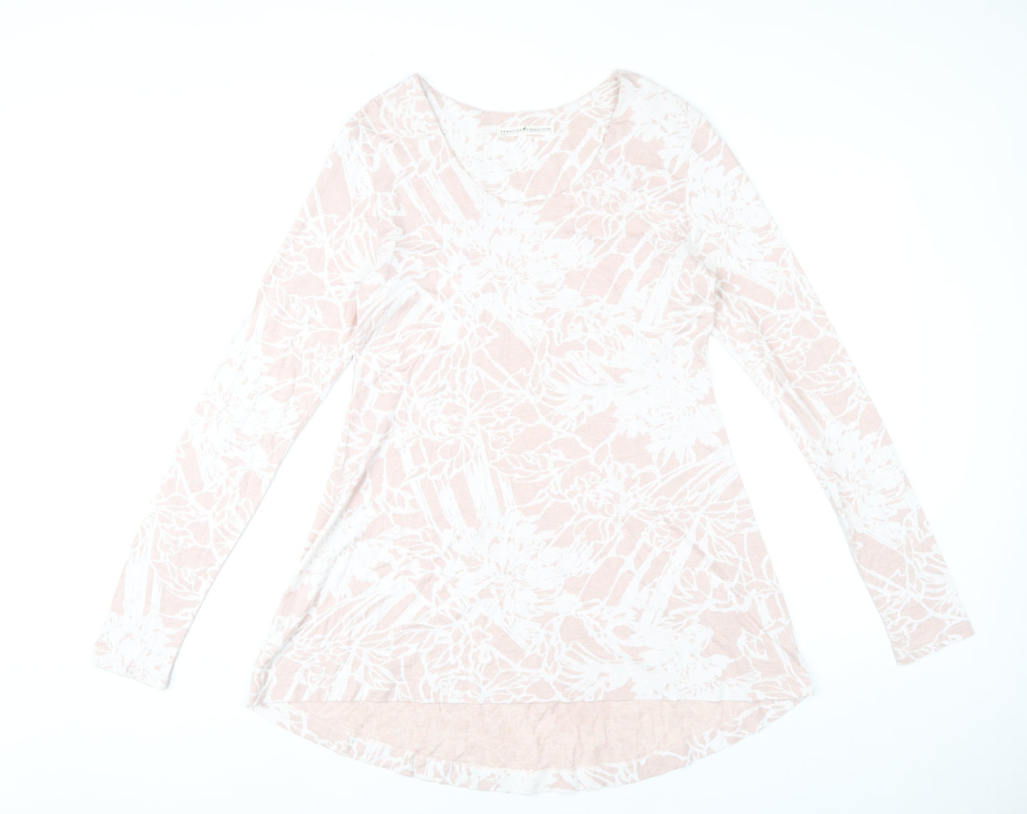 Peruvian Connection Womens Pink Floral Tunic Top M Long Sleeve