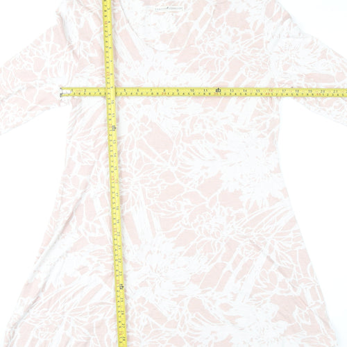 Peruvian Connection Womens Pink Floral Tunic Top M Long Sleeve