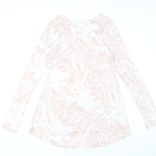 Peruvian Connection Womens Pink Floral Tunic Top M Long Sleeve