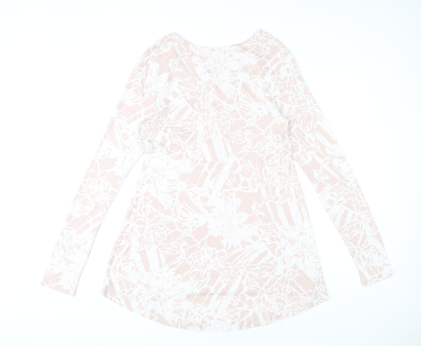 Peruvian Connection Womens Pink Floral Tunic Top M Long Sleeve