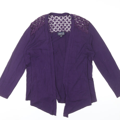 Saloos Womens Purple Crochet Shoulder Cardigan Size 12
