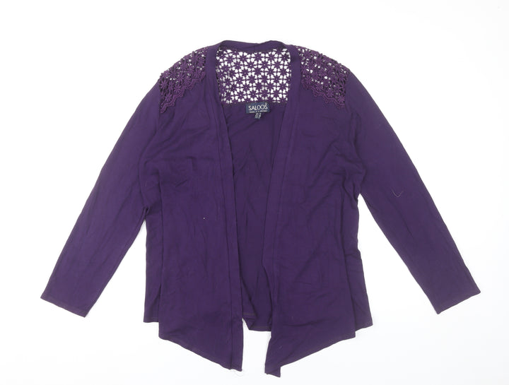 Saloos Womens Purple Crochet Shoulder Cardigan Size 12