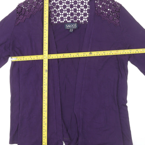 Saloos Womens Purple Crochet Shoulder Cardigan Size 12