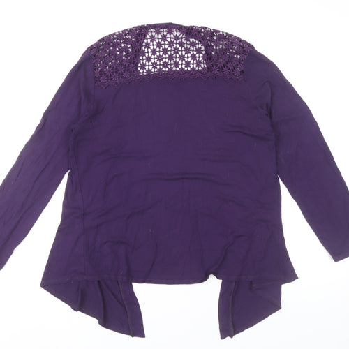 Saloos Womens Purple Crochet Shoulder Cardigan Size 12