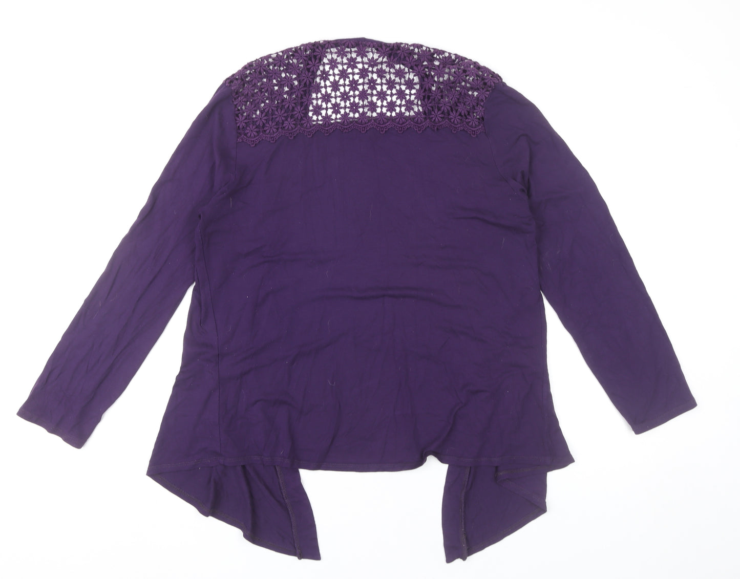 Saloos Womens Purple Crochet Shoulder Cardigan Size 12