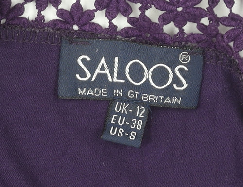Saloos Womens Purple Crochet Shoulder Cardigan Size 12