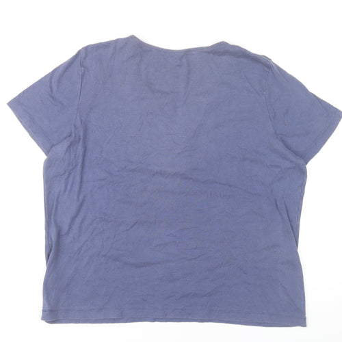 Bm Women’s Blue Cotton Sequin Scoop Neck Short Sleeve T-Shirt L