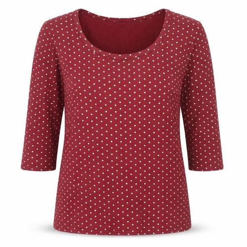 CMD Womens Red Polka Dot Scoop Neck 3/4 Sleeve T-Shirt Size L