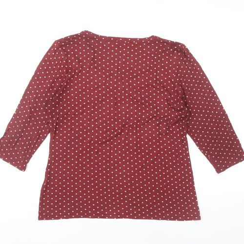CMD Womens Red Polka Dot Scoop Neck 3/4 Sleeve T-Shirt Size L