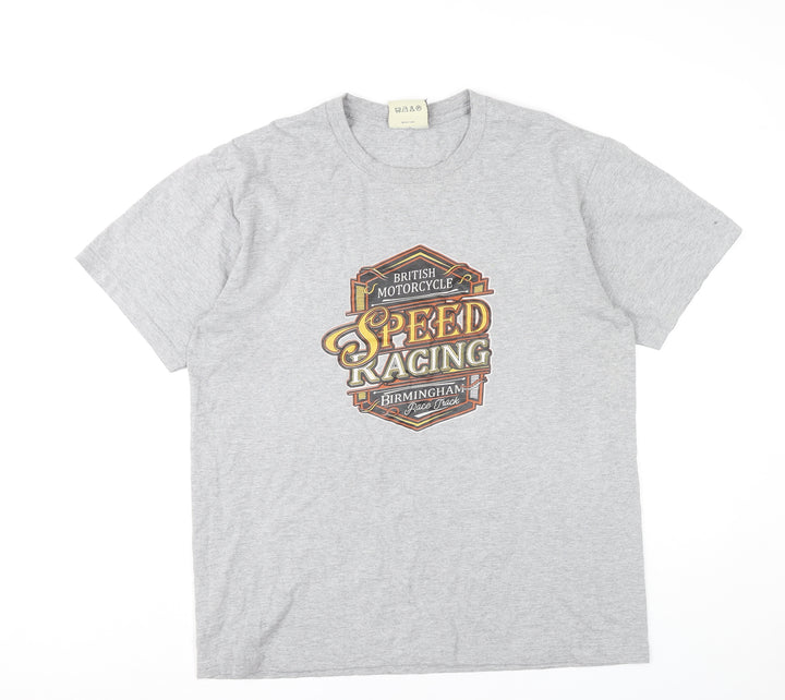 Unit Fashion Men's Grey XL Motorcycle Speed Racing T-Shirt