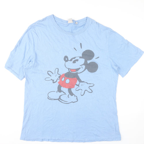 Disney Men's Blue Mickey Mouse Graphic T-Shirt Size L Cotton
