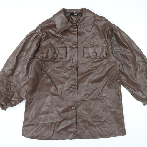 PrettyLittleThing Women’s Brown Faux Leather Jacket UK 10
