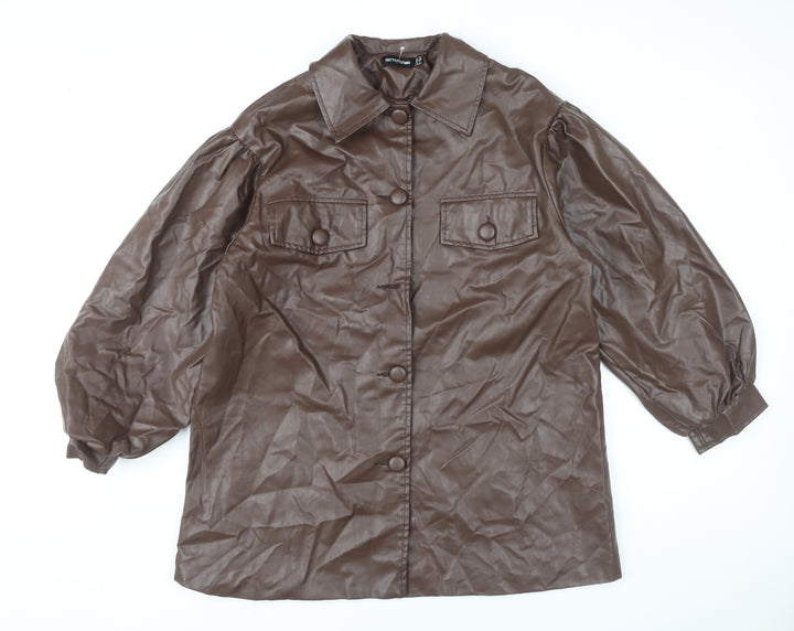PrettyLittleThing Women’s Brown Faux Leather Jacket UK 10