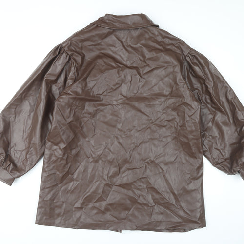 PrettyLittleThing Women’s Brown Faux Leather Jacket UK 10