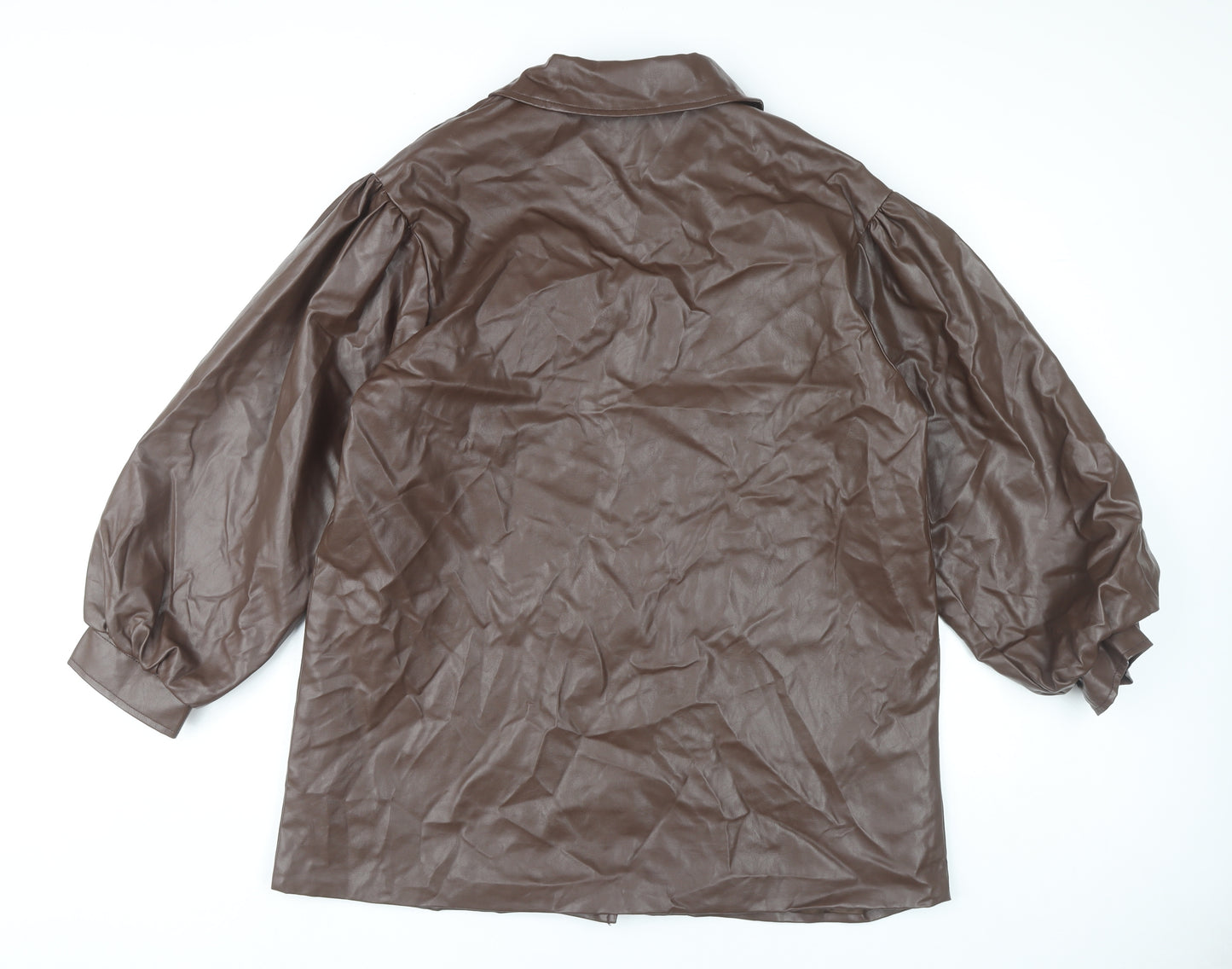 PrettyLittleThing Women’s Brown Faux Leather Jacket UK 10