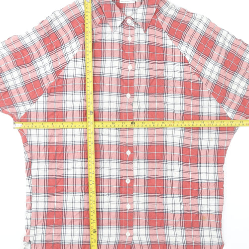 ASOS Women Red Plaid Button-Up Shirt UK 6 Long Sleeve Casual Viscose