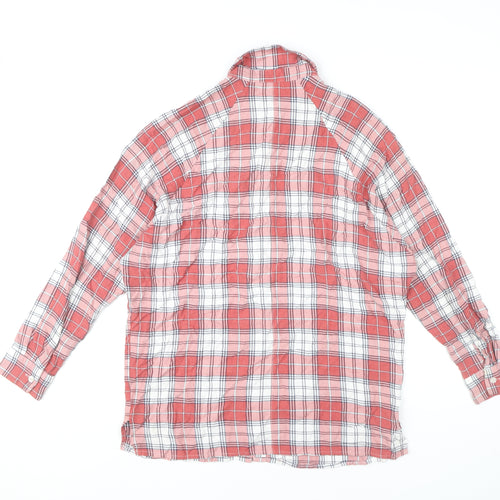 ASOS Women Red Plaid Button-Up Shirt UK 6 Long Sleeve Casual Viscose